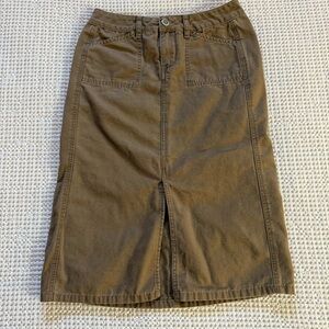 Vintage Brown Denim Midi Skirt
